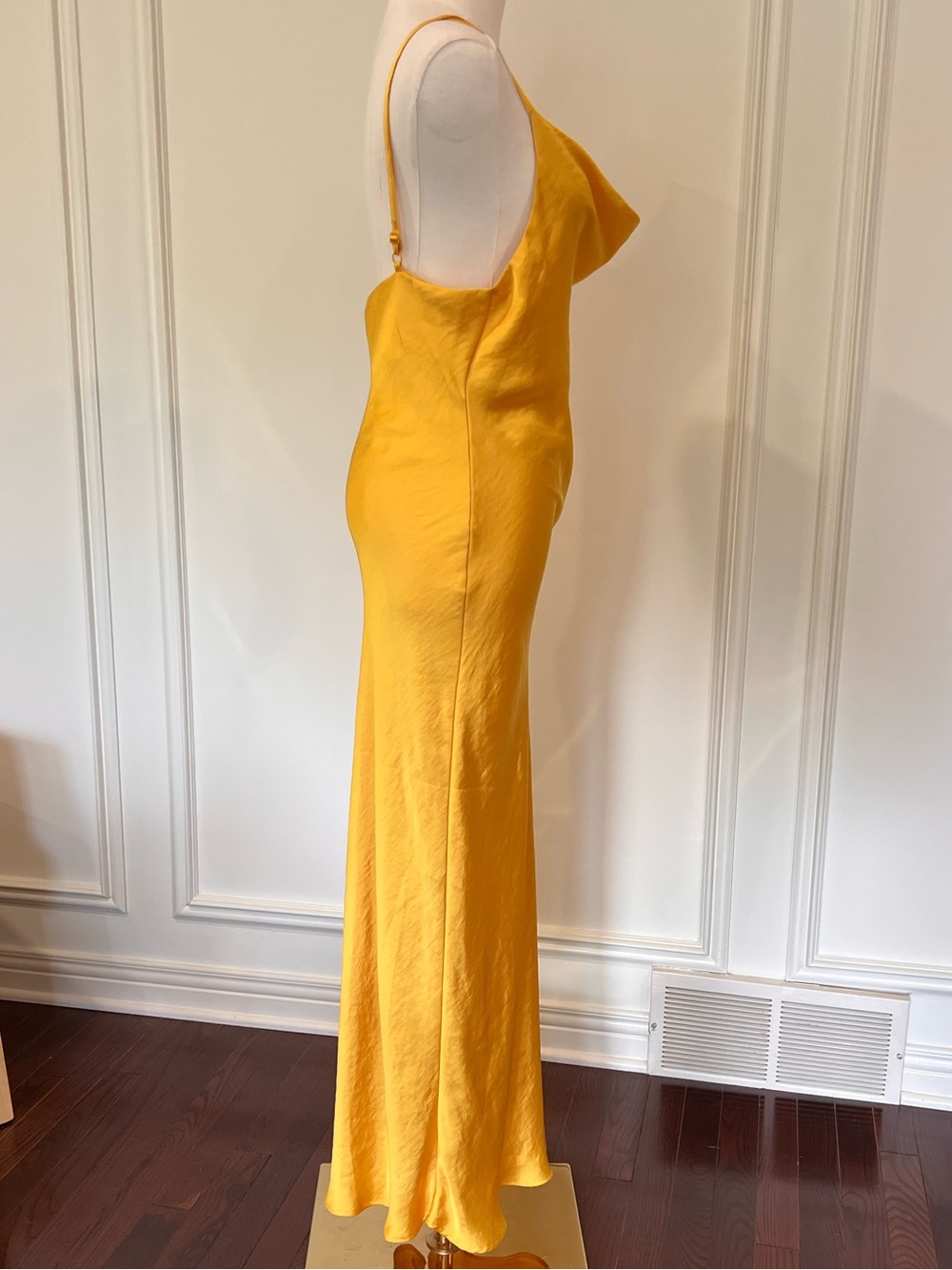 Satin Slip Dress in Mustard Yellow - Picture 3 of 5